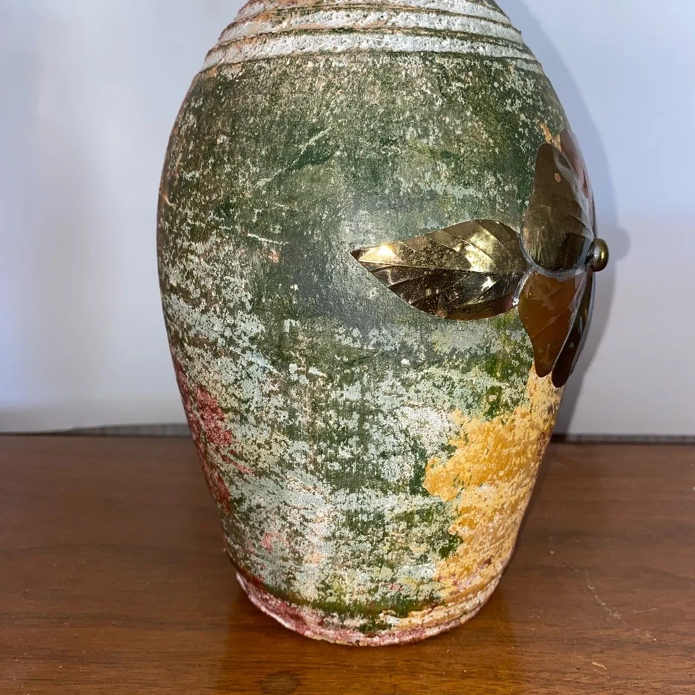 Multicolor Decorative Vase with Brass Accent